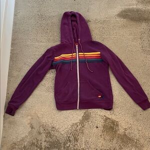 Purple Hoodie with Rainbow Stripes